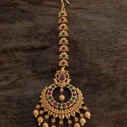 Kushal's Fashion Jewellery Gold-plated Stone-studded Antique Maang Tikka-18