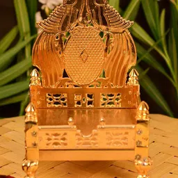 Craftvatika Gold-Toned Singhasan Chowkie-20