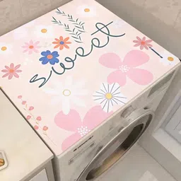 HomeCloud Pink & White Printed Non-Slip Washing Machine Top Protector Mat-15