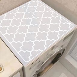 HomeCloud Grey & White Printed Non-Slip Washing Machine Top Protector Mat-54