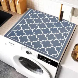 HomeCloud Blue & White Printed Non-Slip Washing Machine Top Protector Mat-5
