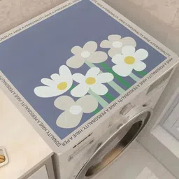 HomeCloud Grey & White Floral Printed Non-Slip Washing Machine Top Protector Mat-26