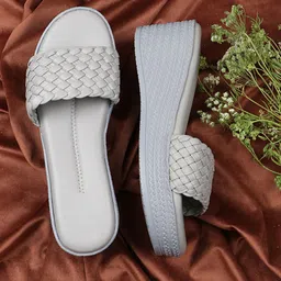 THE WHITE POLE Grey Wedge Mules-19