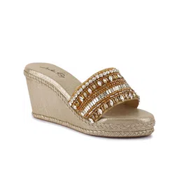 London Rag Embellished Leather Wedge Heels-16
