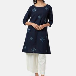 RANGMANCH BY PANTALOONS Geometric Embroidered Thread Work Pure Cotton Kurta-picture-25
