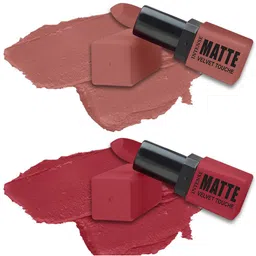 ForSure Set Of 2 Matte Velvet Touche Lipstick 3.5 g Each- Adorable Nude 306-Red Velvet 303-58