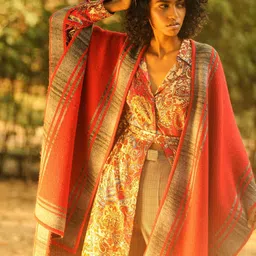 KHALEEJ Women Grey Checked Asymmetric Closure Longline Open Front Jacket-image-8