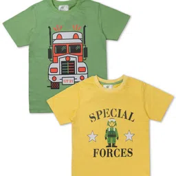 Growing Tree Kids Pack of 2 Green & Yellow Printed T-shirts-image-38
