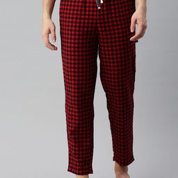 Bareblow Men Checked Mid-Rise Cotton Lounge Pants-image-74