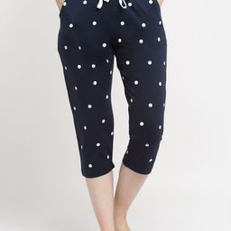 Kanvin Women Navy Blue & White Printed Pure Cotton Lounge Pants-image-42