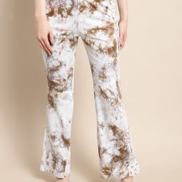 Boston Club Women Tie & Dye Mid-Rise Flared Pure Cotton Lounge Pants-picture-44