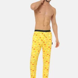 bummer Men Yellow Conversational Print Micro Modal Brekkie Lounge Pants-picture-5
