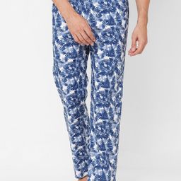 URBAN SCOTTISH Men Blue & White Printed Pure Cotton Lounge Pants-image-87