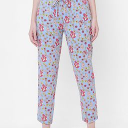 URBAN SCOTTISH Women Blue & Red Floral Printed Lounge Pants-image-70