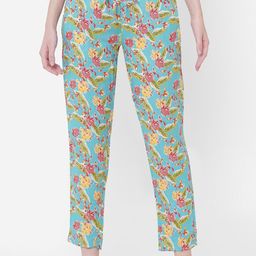 URBAN SCOTTISH Woman Blue & Pink Floral Printed Lounge Pants-20