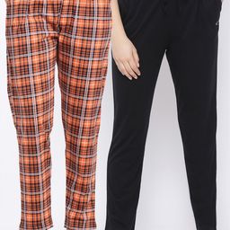 Kanvin Women Pack Of 2 Checked Cotton Lounge Pants-image-92