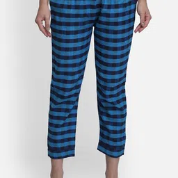 Smarty Pants Women Blue & Black Checked Cotton Lounge Pants-image-75