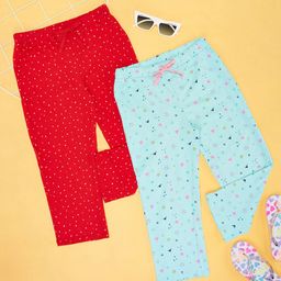 Pantaloons Junior Girls Set Of 2 Printed Cotton Lounge Pants-image-2