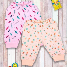 MeeMee Infant Girls Peach & Pink Pack of 2 Printed Cotton Lounge Pants-image-28