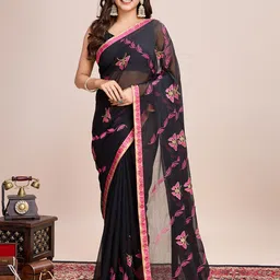 Panzora Floral Poly Georgette Saree-image-81