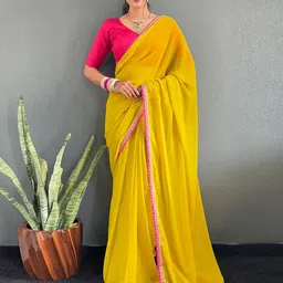 Panzora Embellished Georgette Lace Border Saree-image-90