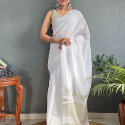 Panzora Zari Ready to Wear Saree With Unstitched Blouse Piece-image-33