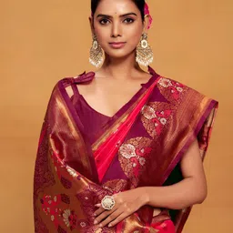 Mitera Woven Design Zari Silk Blend Banarasi Saree-image-48