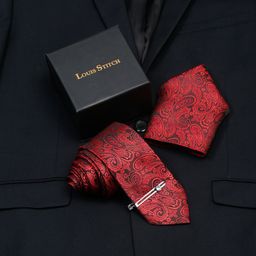 LOUIS STITCH Men Woven Design Italian Silk Necktie Accessory Gift Set-picture-37