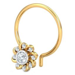 KUBERBOX Helit 18KT Gold Diamond Studded Nose Pin-0.33gm-87