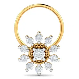 KUBERBOX Suru 18K Yellow Gold Diamond Studded Nose Pin-0.7g-88