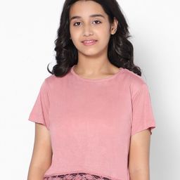 TeenTrums Girls Round Neck Crop Top with Lace Border-picture-25