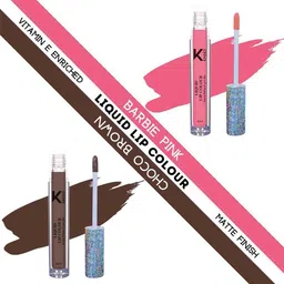 KINDED Set of 2 Vitamin E Matte Liquid Lip Colour 6 ml Each - Barbie Pink & Choco Brown image 4