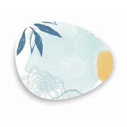 SPACE OF JOY Spiral Charm 6 Pcs Blue & White Printed Anti-Slip Egg Shaped Table Placemats image 3