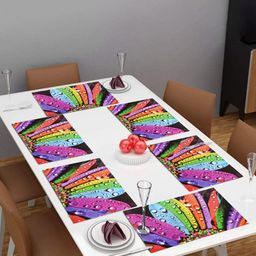 Dakshya Industries Purple & Green 6 Pieces Printed Rectangle Table Placemats-46