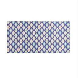 BELLA TRUE Set of 7 Blue & Beige Geometrical Digital Printed Table Placements & Runner image 5