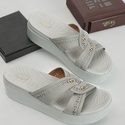 ELLE Cross Strap Textured Flatform Heels With Laser Cuts-36