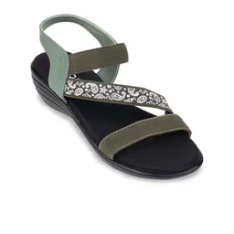 Ozuri Printed Open Toe Mesh Wedge Heels image 3