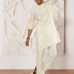 VASTRAMAY Long Sleeves Round Neck Straight Kurta with Trousers-picture-19