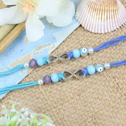 Asthetika Men Set Of 2 Infinty Charm & Evil-Eye Beaded Thread Rakhis-15