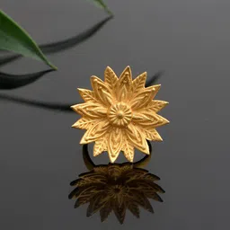 Silvermerc Designs Gold-Plated Floral Adjustable Ring-35