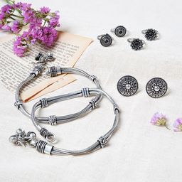 TEEJH Oxidised Silver-Plated Jewellery Set-image-18