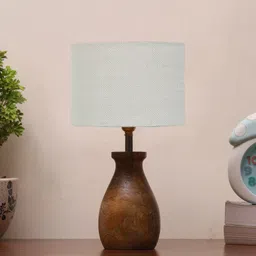Devansh White Jute Table Lamp With Wooden Natural Base-15