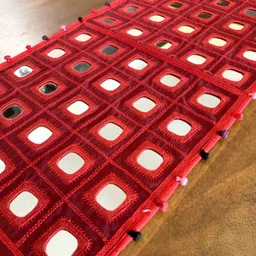 Peepul Tree Maroon Embroidered Pure Cotton Table Runner-15