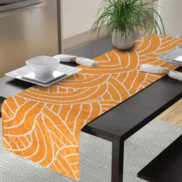 Alina decor Yellow & White Embellished 6-Seater Table Runner-3