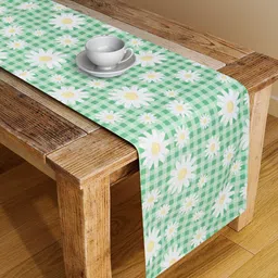 Alina decor Green & White Floral Digital Printed Table Runner-15