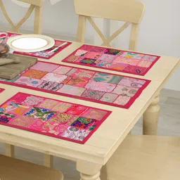 E-Ezra Pink & Yellow Abstract Printed Pure Cotton Table Runner-23