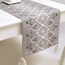 BLANC9 Grey & White Printed Pure Cotton Table Runner-32