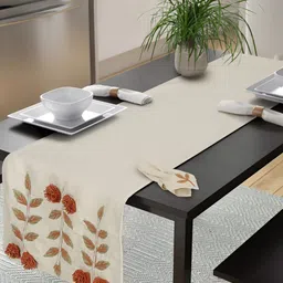 eyda Off-White & Red Floral Cotton Table Runner-11