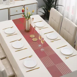 HOKIPO Red Checks Design Rectangular Table Runner-42