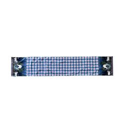 Tasseled Home Blue & Green Chevron Pitchwai Lotus Printed Rectangular Table Runner image 2